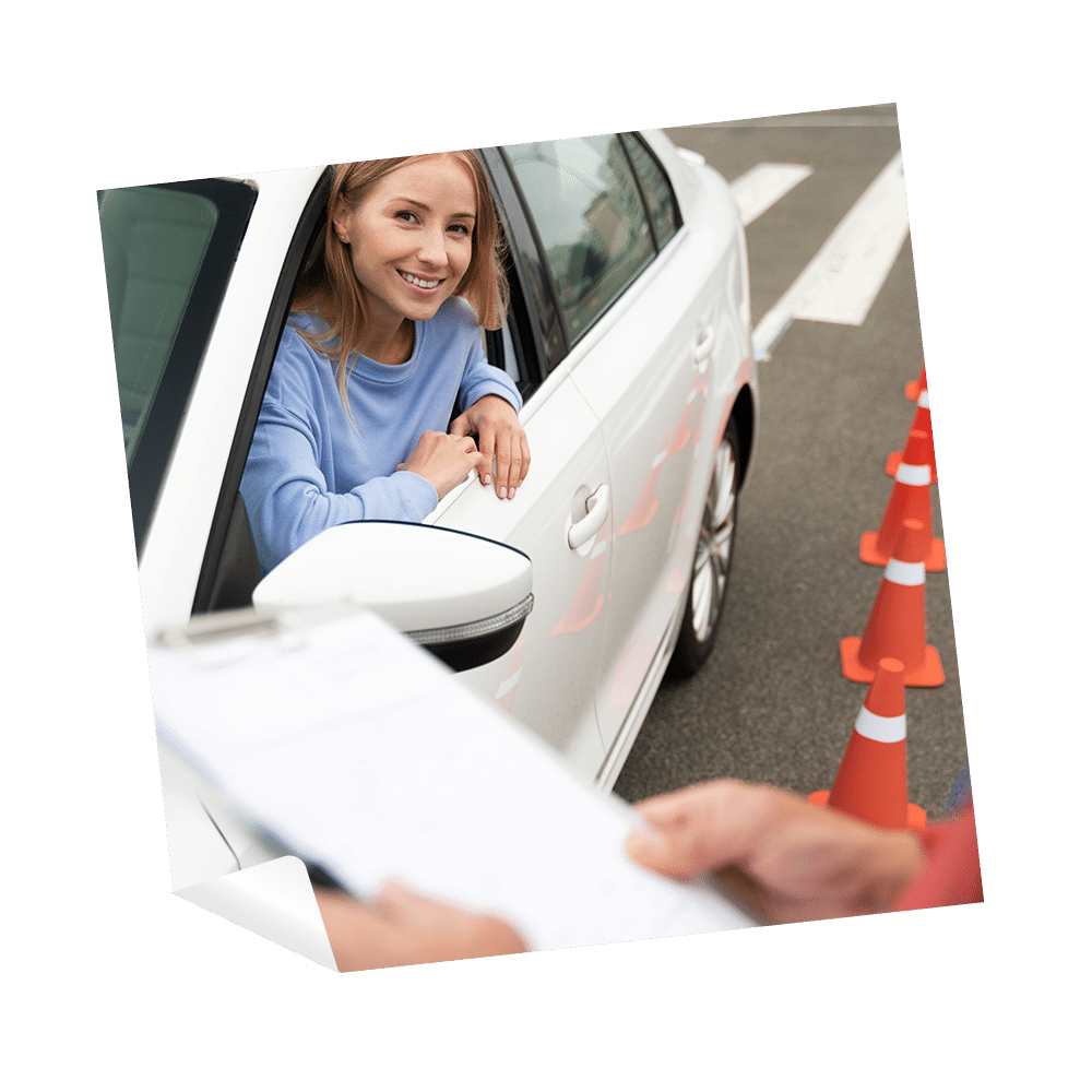 young female driver taking a test